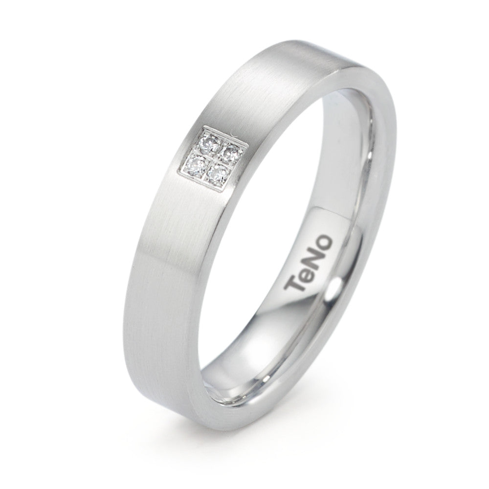 pierścionek stal nierdzewna Diament 0.032 ct, 4 kamienie, tw-si