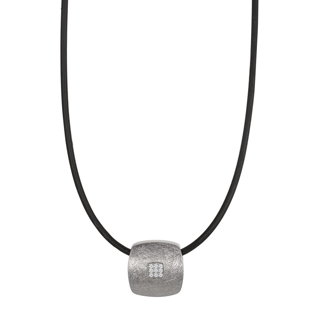 Naszyjnik stal nierdzewna, kauczuk Diament 0.072 ct, 9 kamienie, tw-si 45 cm Ø2 mm