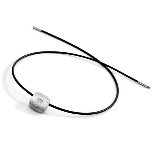 Naszyjnik stal nierdzewna, kauczuk Diament 0.072 ct, 9 kamienie, tw-si 45 cm Ø2 mm