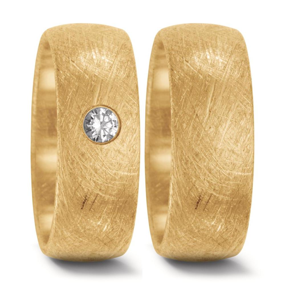 obrączka partnerska złoto żółte 750/18 K Diament 0.10 ct, w-si