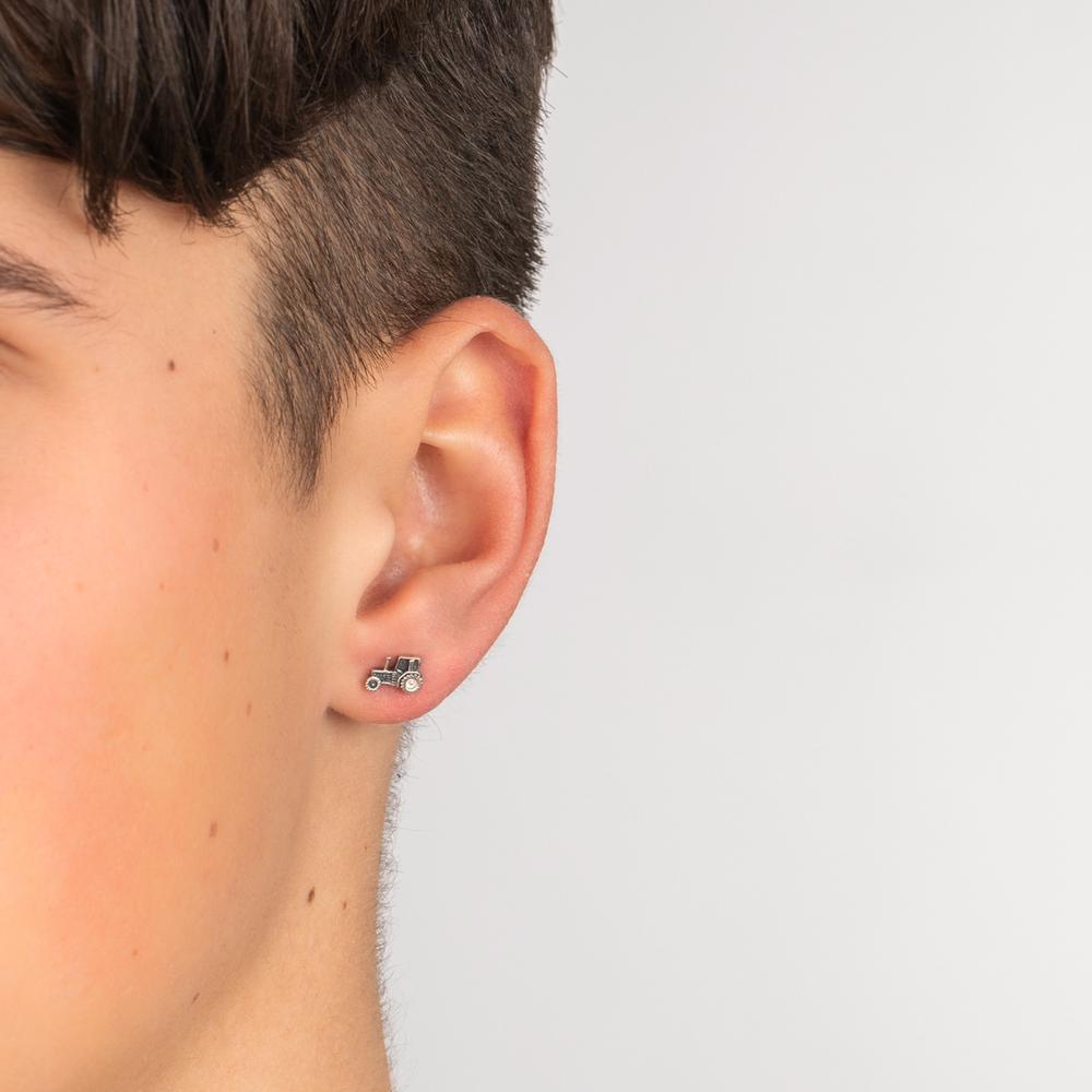 kolczyk wkrętka (1 sztuka) srebro patynowany ciągnik