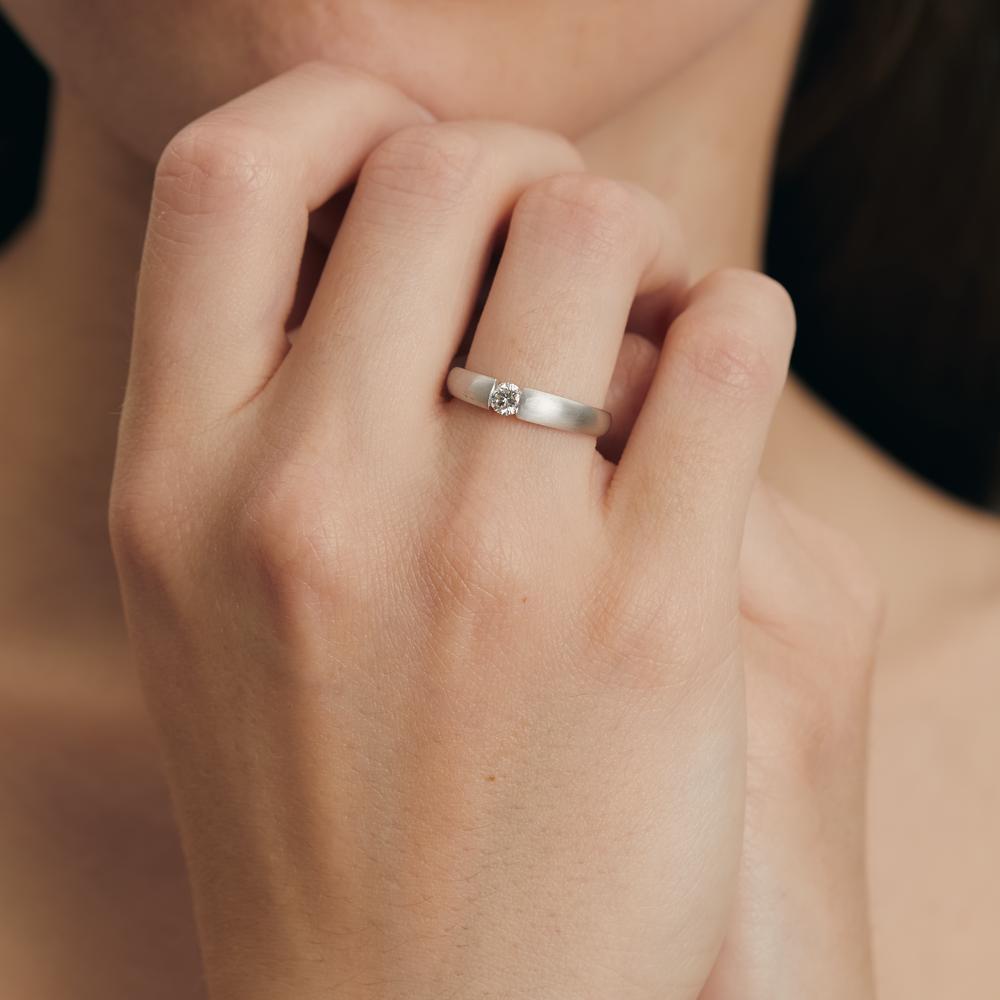 pierścionek zaręczynowy złoto białe 750/18 K Diament biały, 0.20 ct, w-si Ø3.8 mm