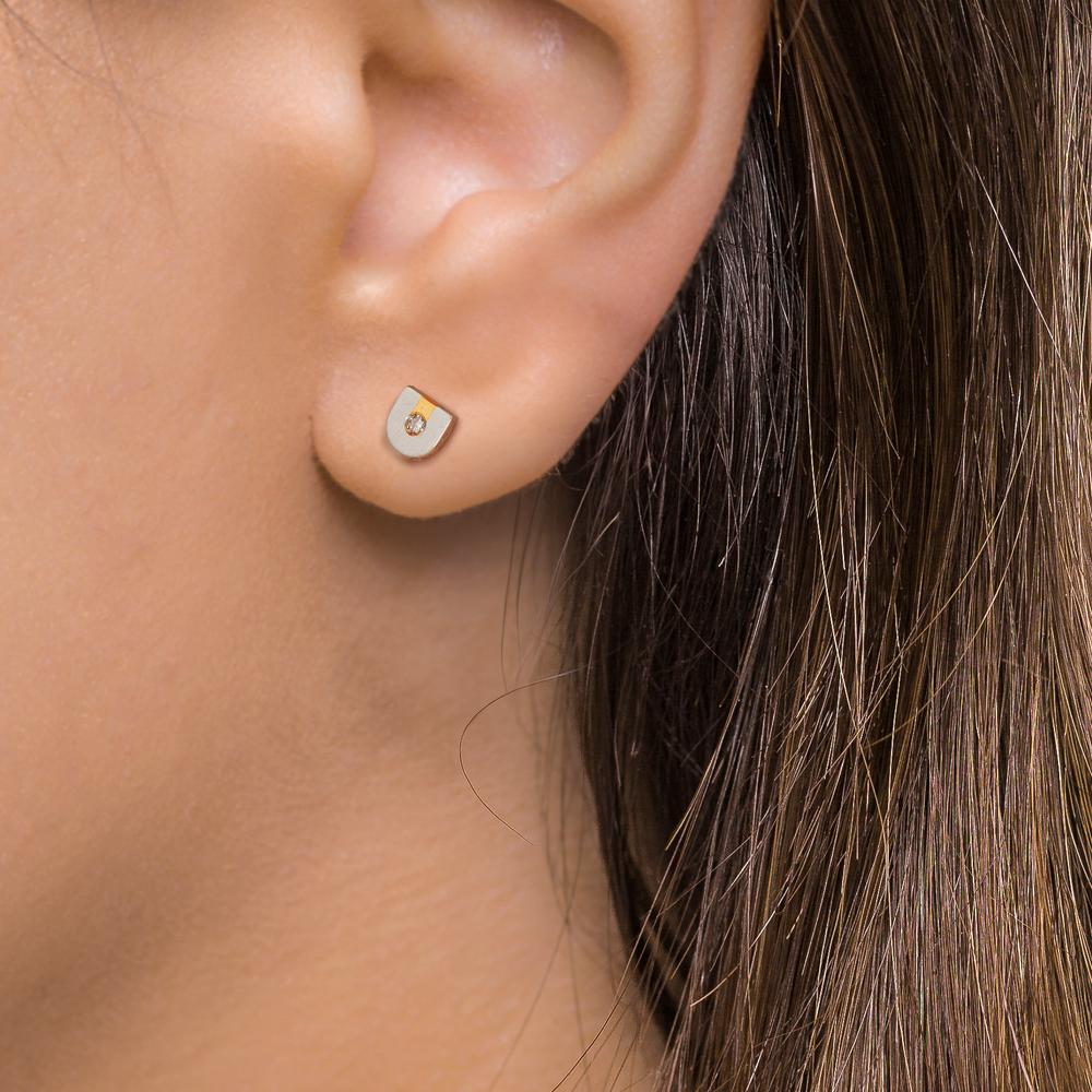 kolczyk wkrętka (1 sztuka) platyna 950 Diament 0.02 ct, w-si