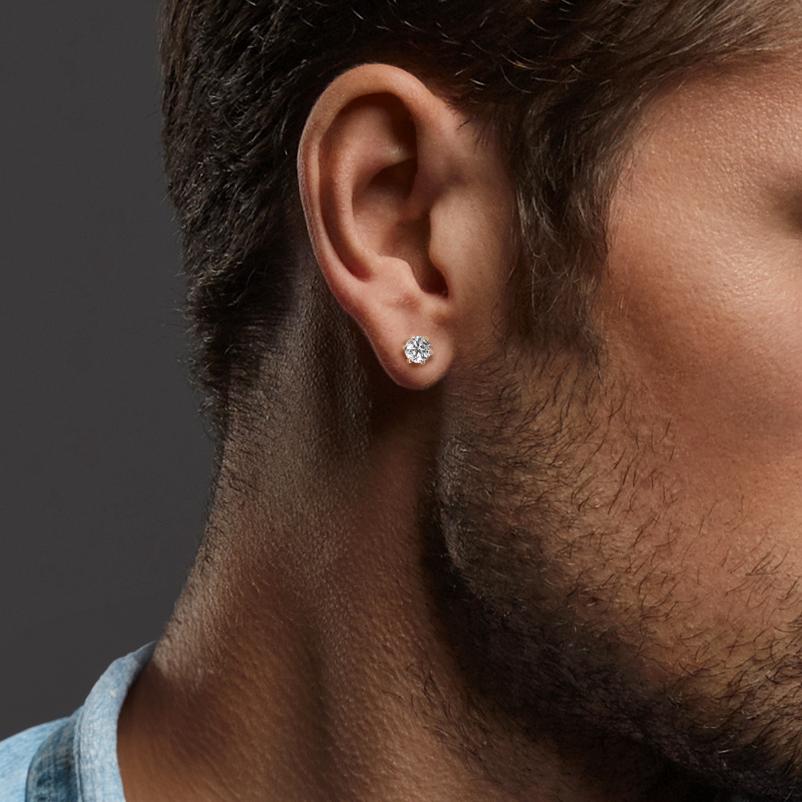 kolczyki wkrętki złoto białe 750/18 K Moissanit 2 kamienie Ø5 mm