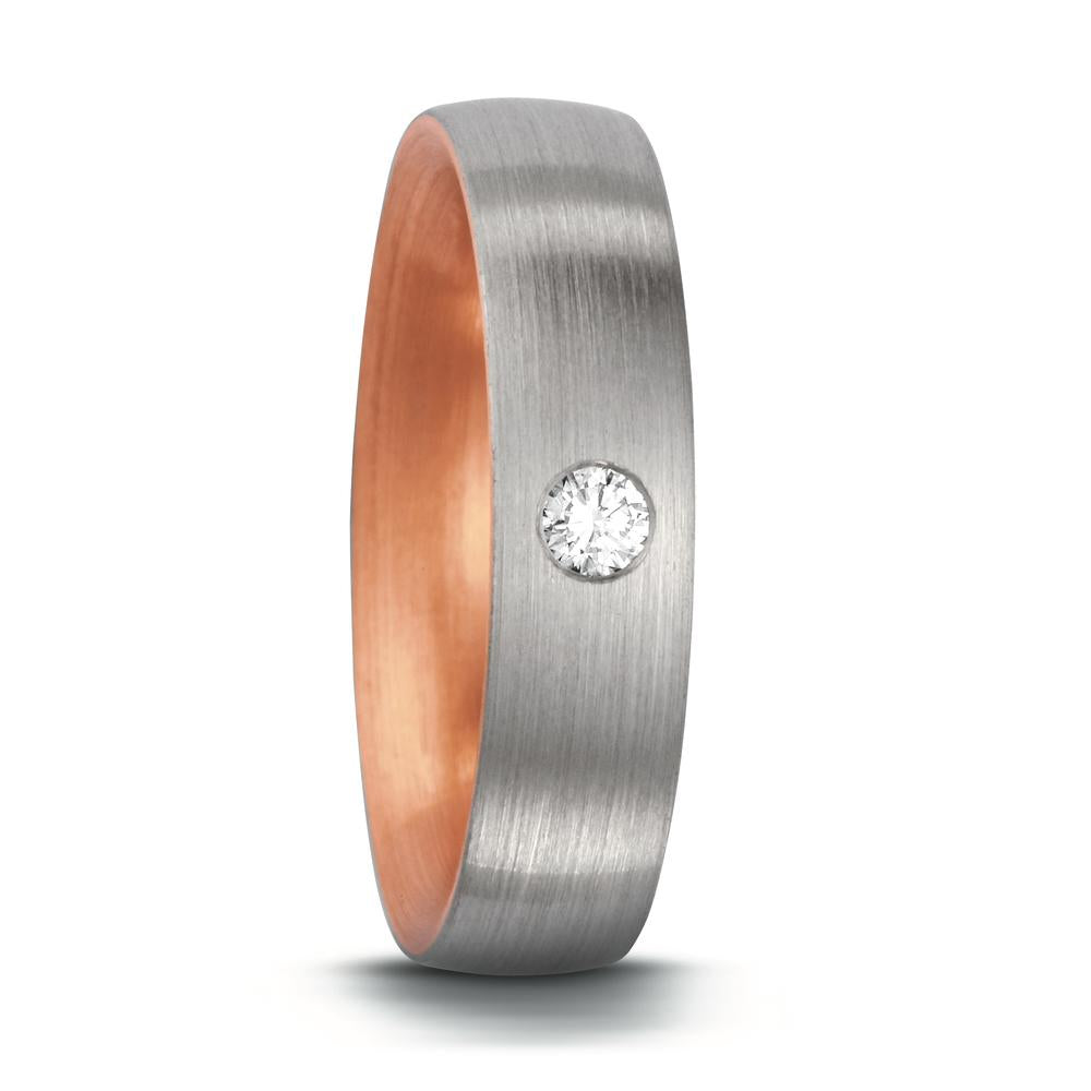 obrączka partnerska złoto czerwone 750/18 K, platyna 950 Diament 0.07 ct, tw-si