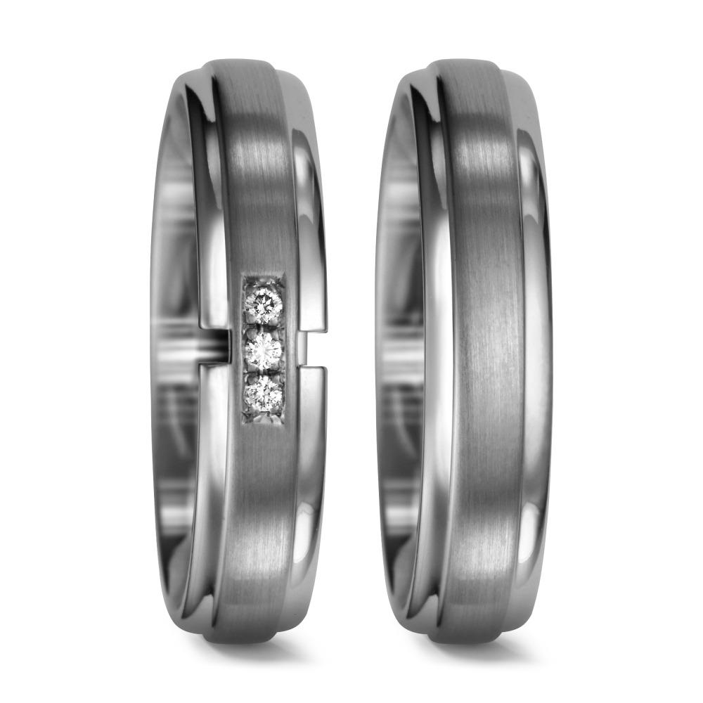 obrączka partnerska pallad 950 Diament 0.03 ct, 3 kamienie, tw-si