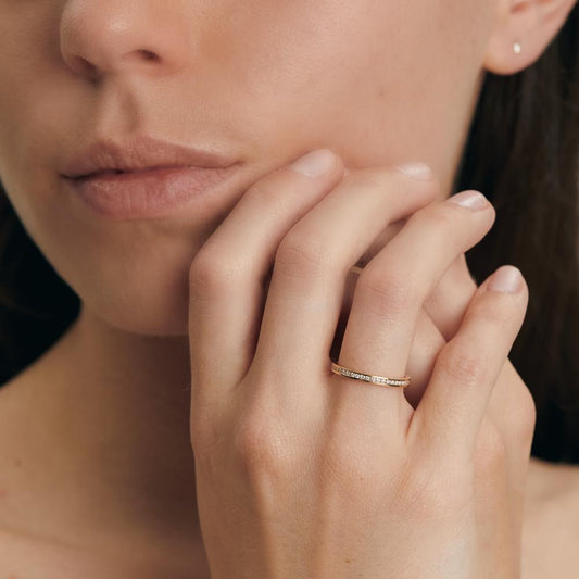 pierścionek pamięci złoto żółte 750/18 K Diament 0.25 ct, 50 kamienie, w-si