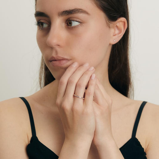 pierścionek pamięci złoto czerwone 750/18 K Diament 0.25 ct, 50 kamienie, w-si