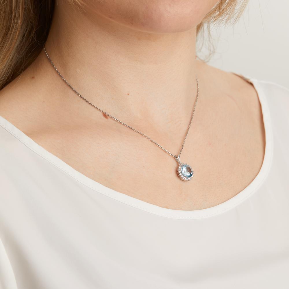 srebro Topaz niebieski rodowany Ø13.5 mm