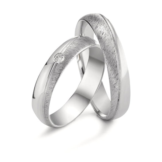 obrączka partnerska złoto białe 750/18 K Diament 0.04 ct, tw-vsi