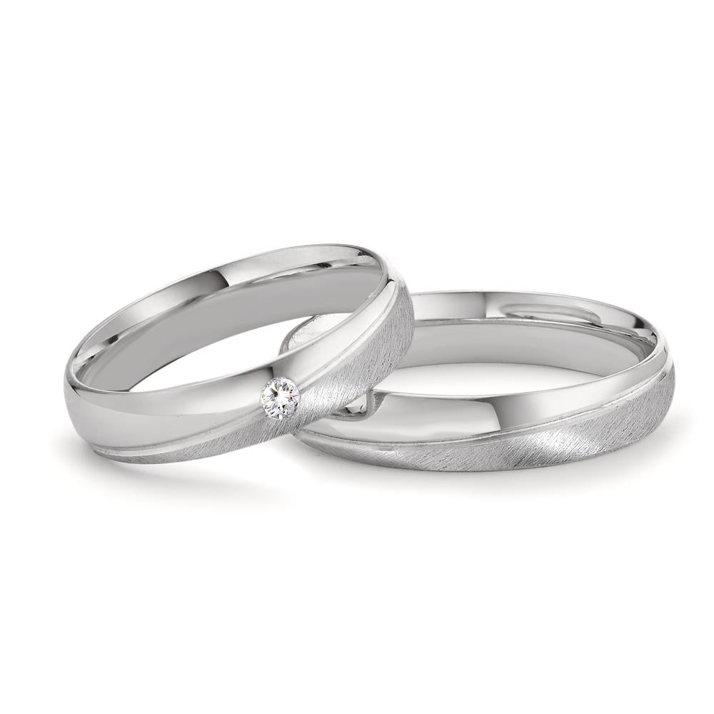 obrączka partnerska złoto białe 750/18 K Diament 0.04 ct, tw-vsi