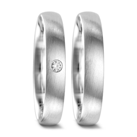 obrączka partnerska złoto białe 750/18 K Diament 0.04 ct, tw-vsi