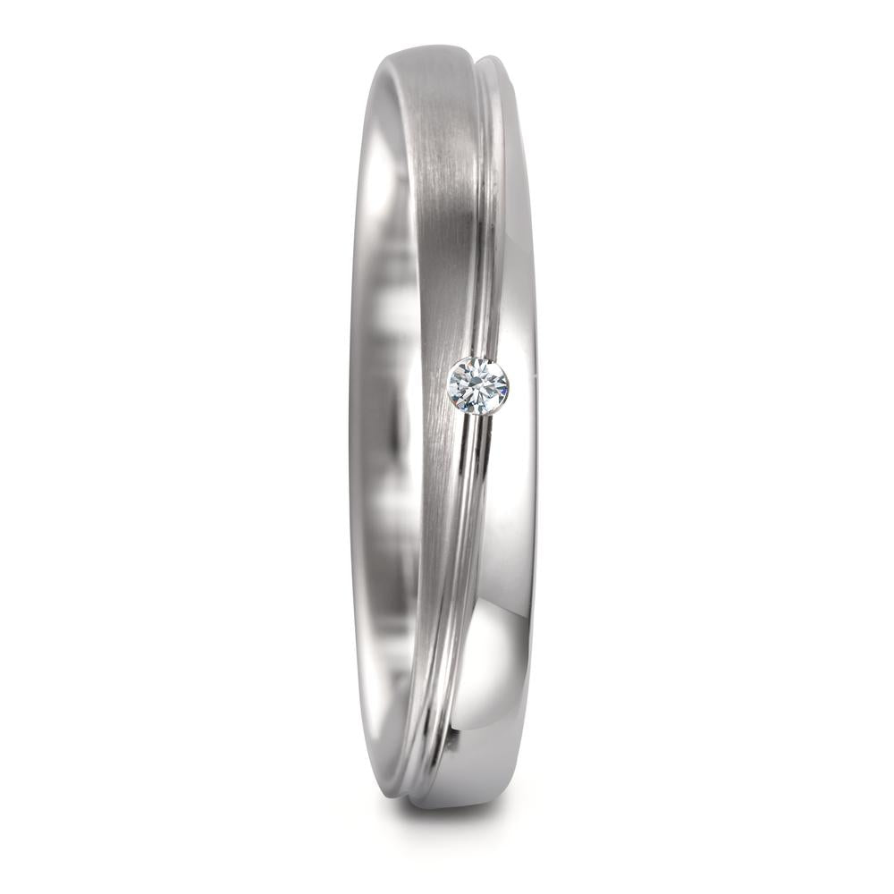 obrączka partnerska złoto białe 750/18 K Diament 0.02 ct, tw-vsi