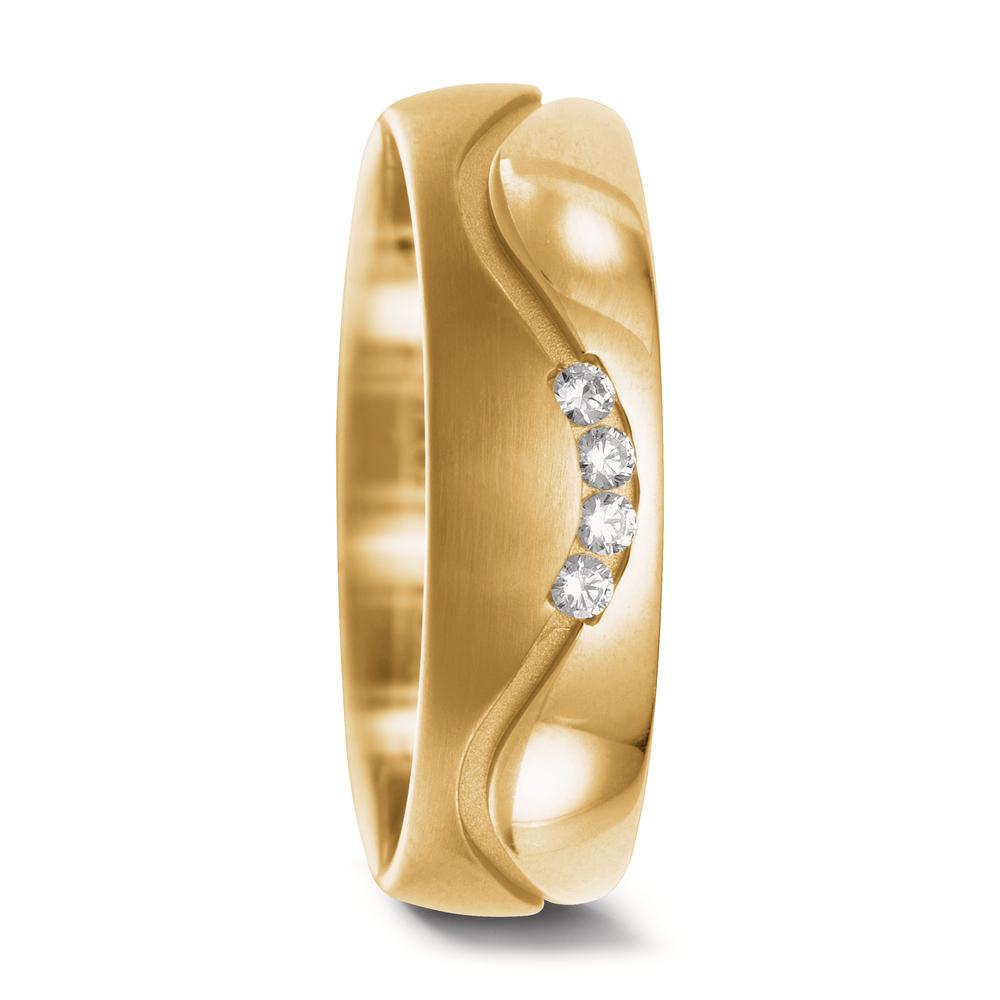 obrączka partnerska złoto żółte 750/18 K Diament 0.08 ct, 4 kamienie, w-si