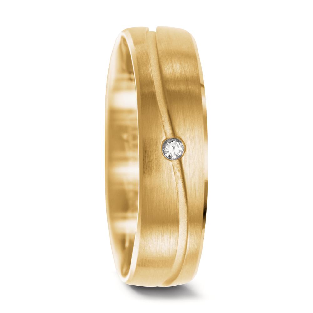 obrączka partnerska złoto żółte 750/18 K Diament 0.02 ct, w-si