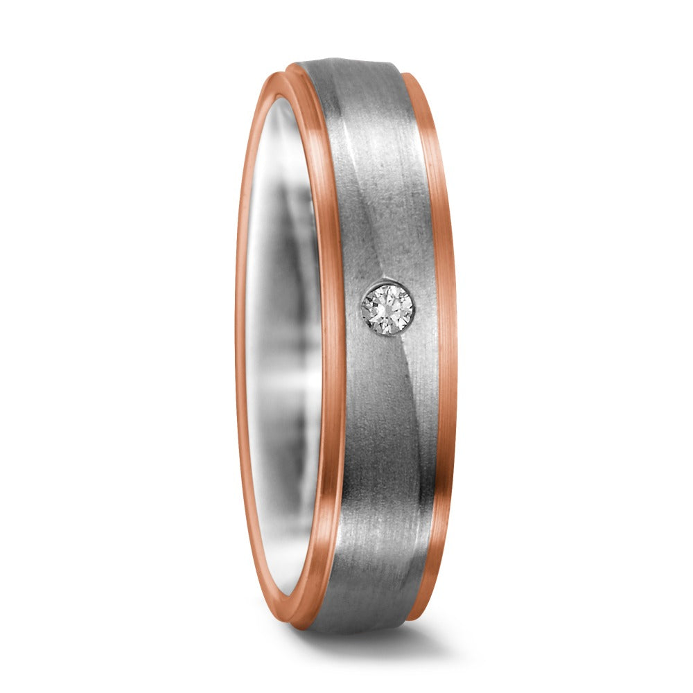 obrączka partnerska złoto białe 750/18 K, złoto czerwone 750/18 K Diament 0.025 ct, w-si