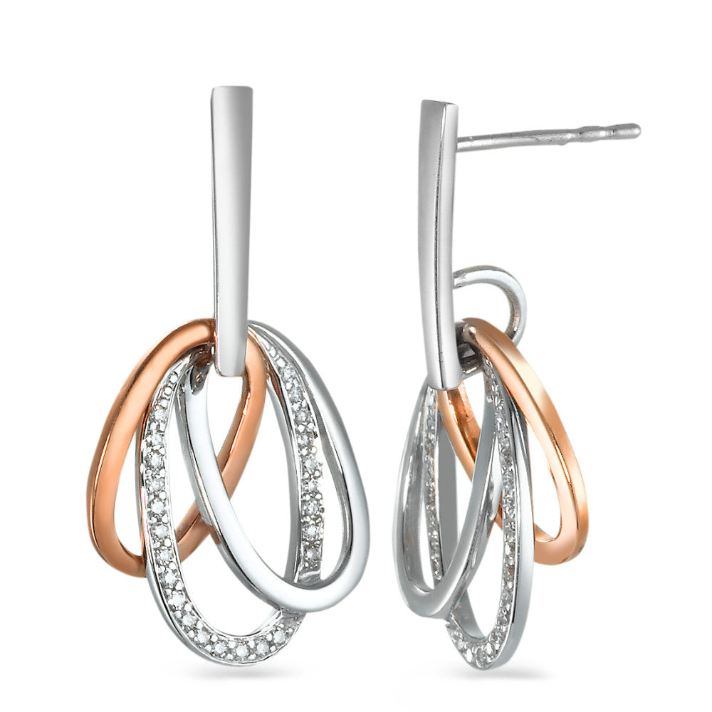 kolczyki wiszące złoto białe 750/18 K, złoto czerwone 750/18 K Diament 0.20 ct, 48 kamienie, w-si