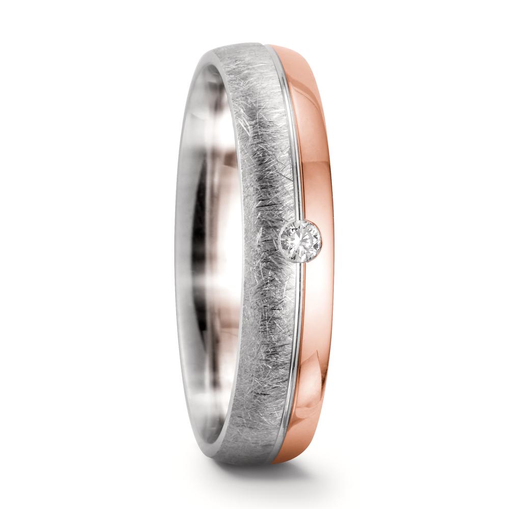 obrączka partnerska złoto białe 750/18 K, złoto czerwone 750/18 K Diament 0.045 ct, tw-si