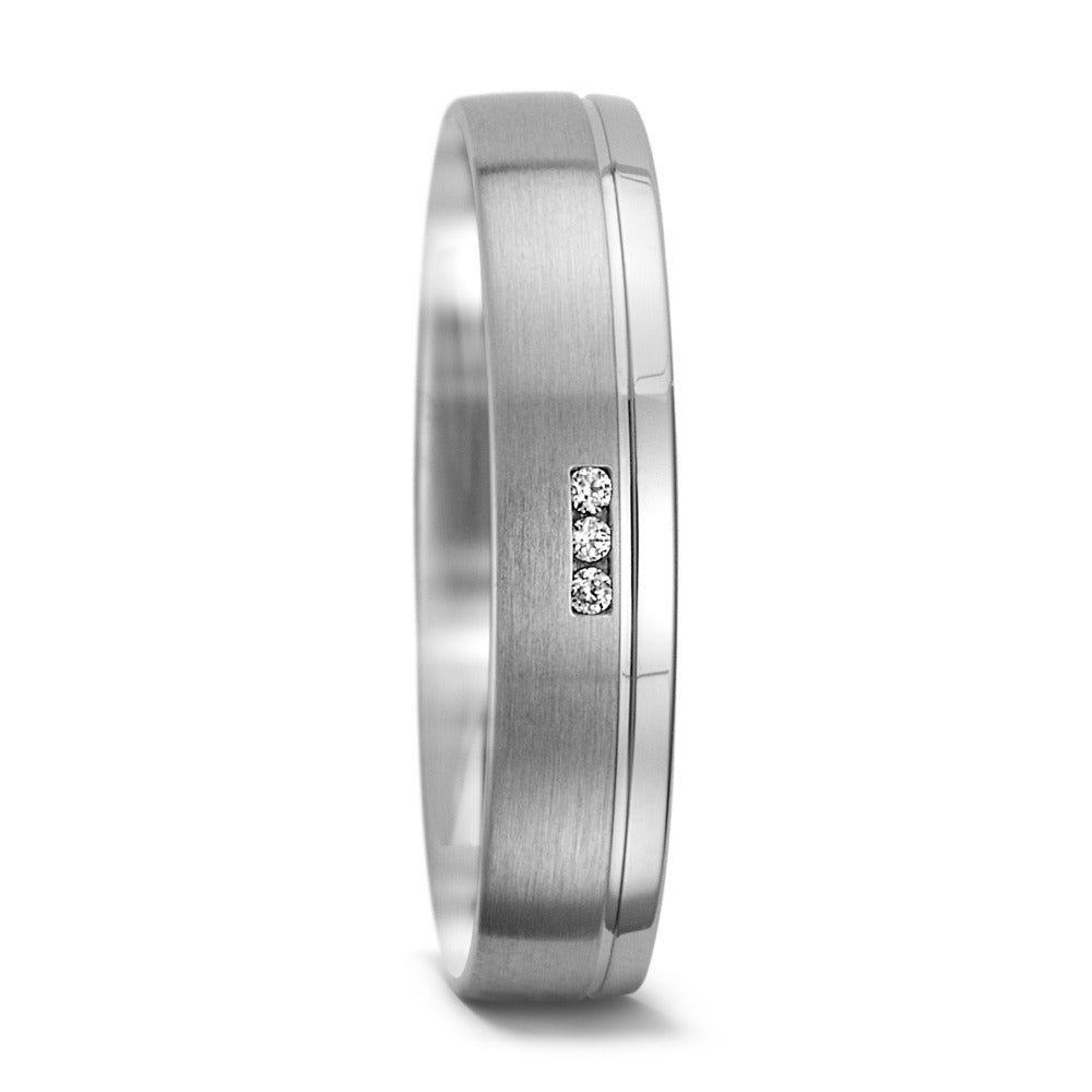 obrączka partnerska złoto białe 750/18 K Diament 0.015 ct, 3 kamienie, w-si