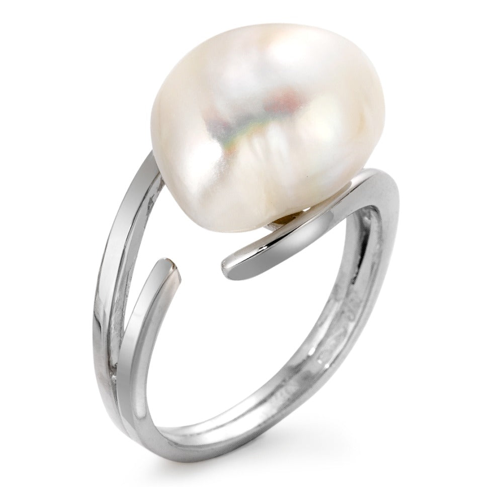 pierścionek złoto białe 750/18 K Perła hodowana w wodzie słodkiej biały, 13 mm
