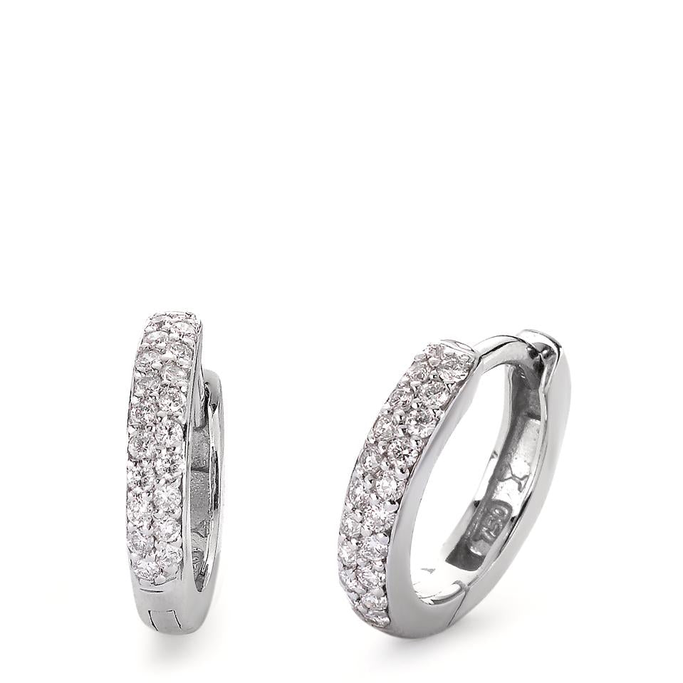 kolczyki koła zatrzaskowe złoto białe 750/18 K Diament 0.24 ct, 38 kamienie, si