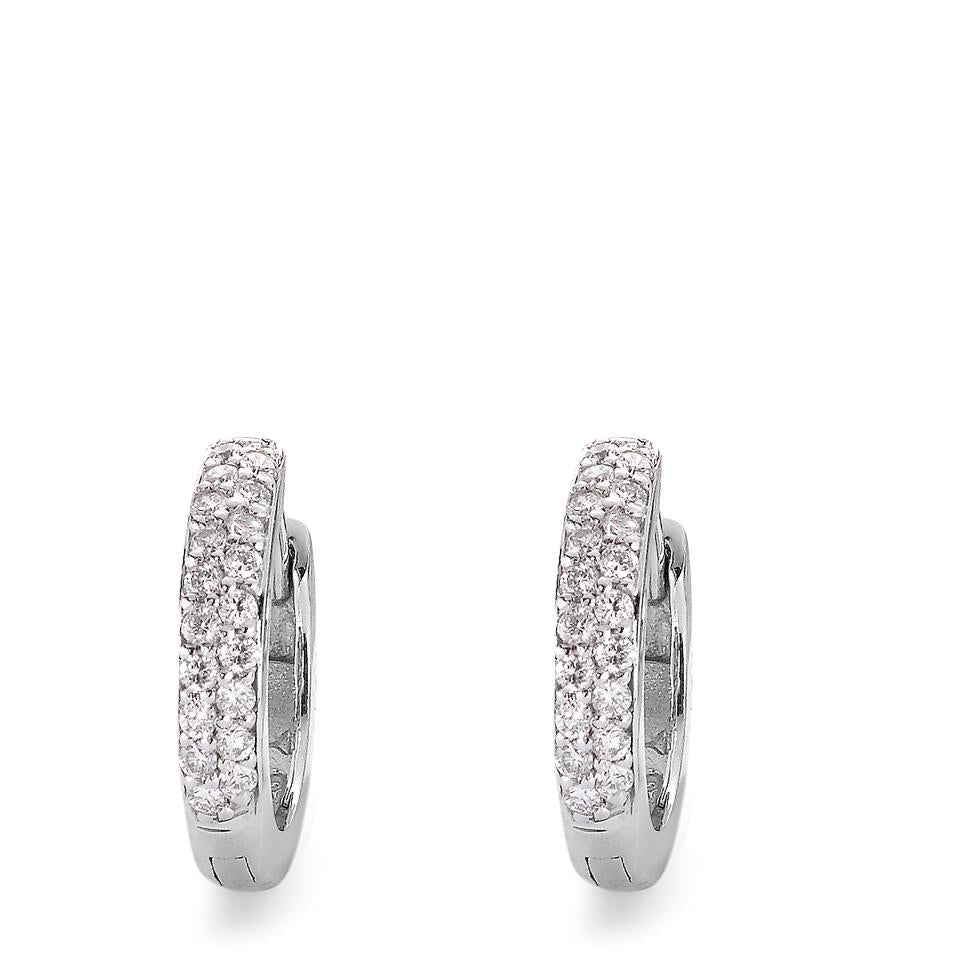 kolczyki koła zatrzaskowe złoto białe 750/18 K Diament 0.24 ct, 38 kamienie, si
