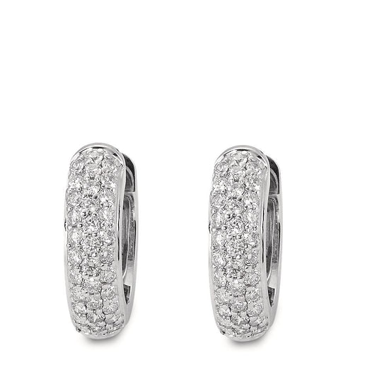 kolczyki koła zatrzaskowe złoto białe 750/18 K Diament 0.50 ct, 66 kamienie, w-si