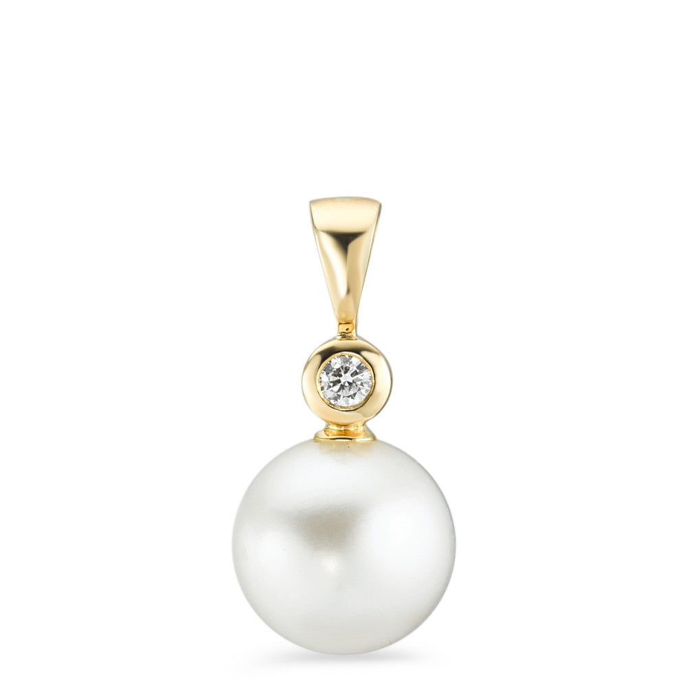 wisiorek złoto żółte 750/18 K Diament 0.05 ct, w-si Perła hodowana w wodzie słodkiej