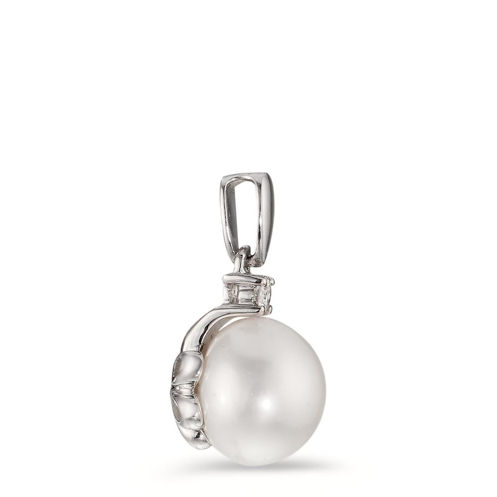 wisiorek złoto białe 750/18 K Diament 0.06 ct, w-si Perła hodowana w wodzie słodkiej
