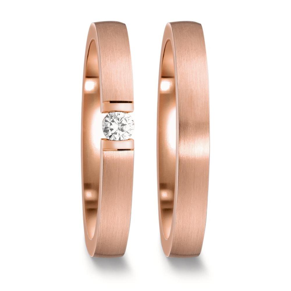 obrączka partnerska złoto różowe 585/14 K Diament biały, 0.10 ct, w-si
