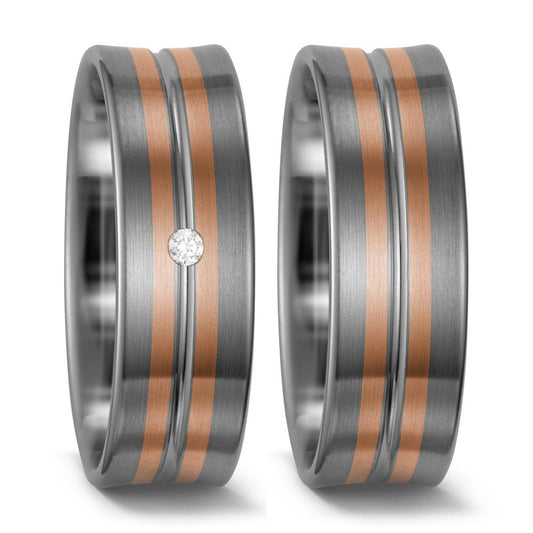 obrączka partnerska pallad 500, złoto czerwone 585/14 K