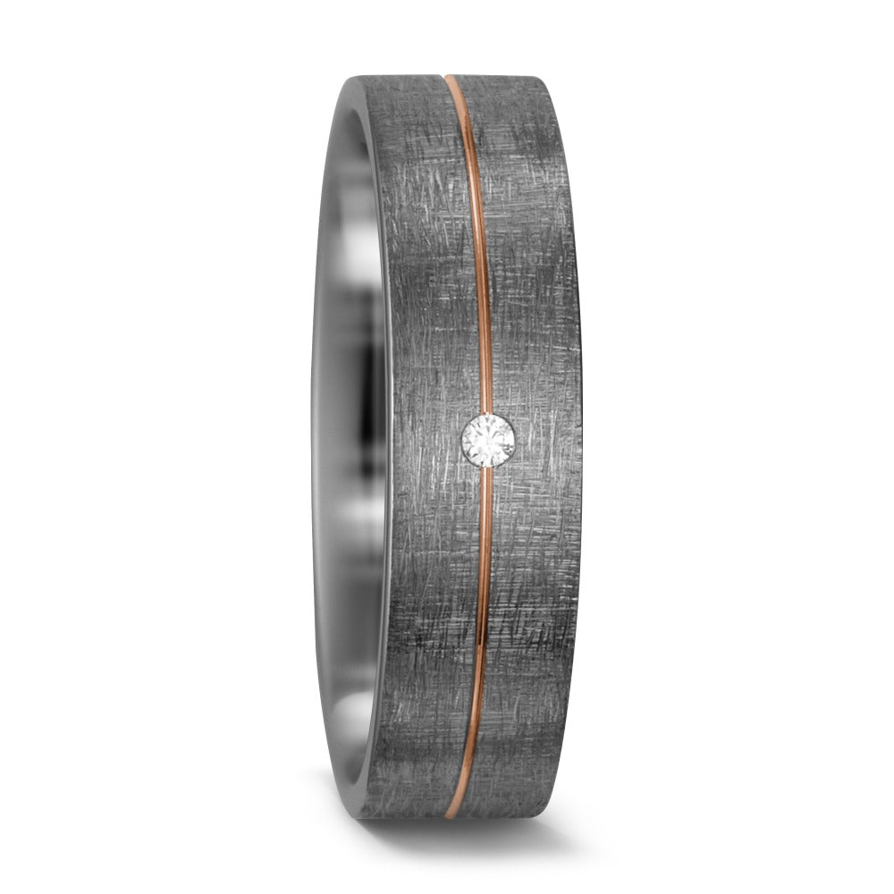 obrączka partnerska pallad 500, złoto czerwone 585/14 K Diament biały, 0.015 ct, w-si