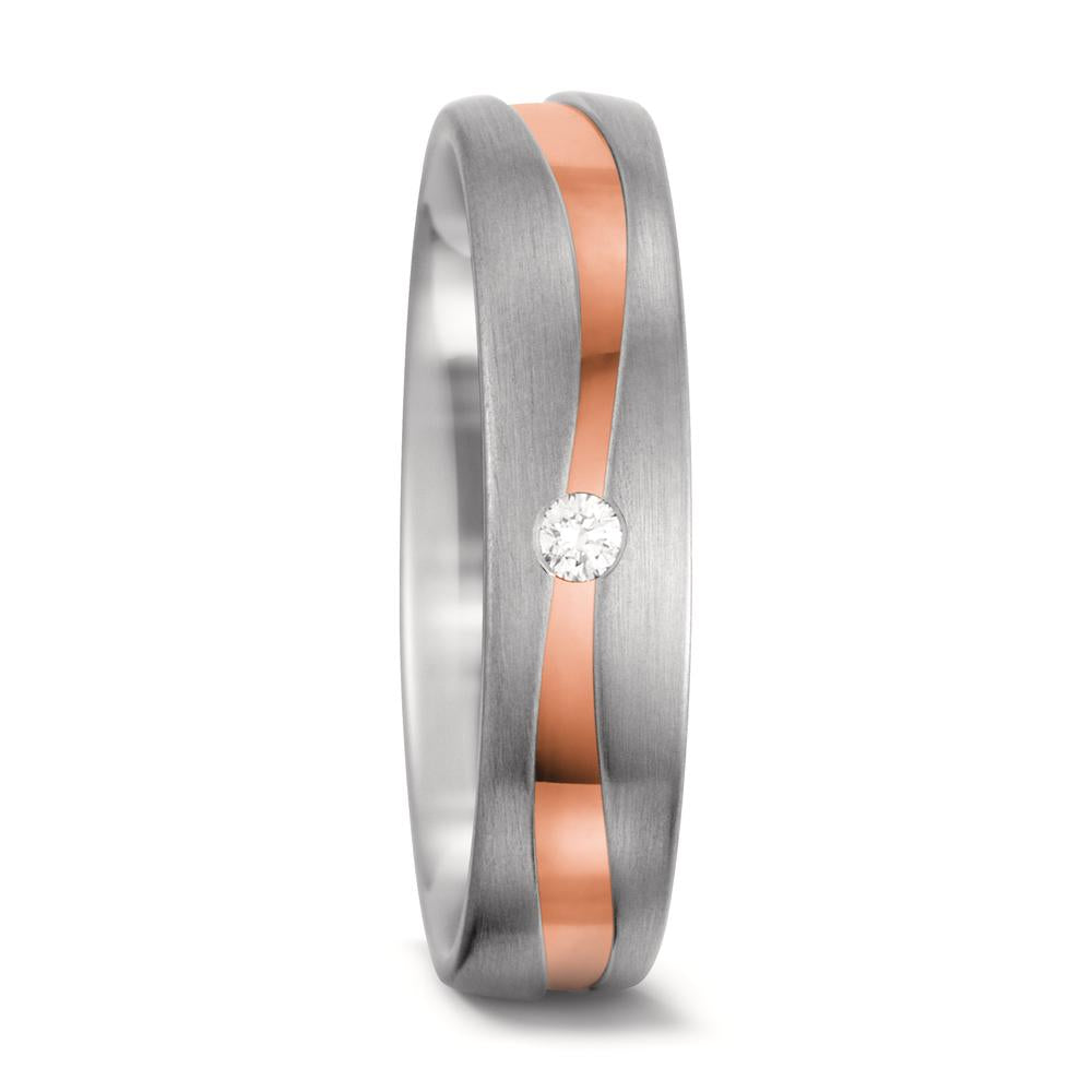 obrączka partnerska złoto białe 750/18 K, złoto czerwone 750/18 K Diament biały, 0.03 ct, tw-vsi