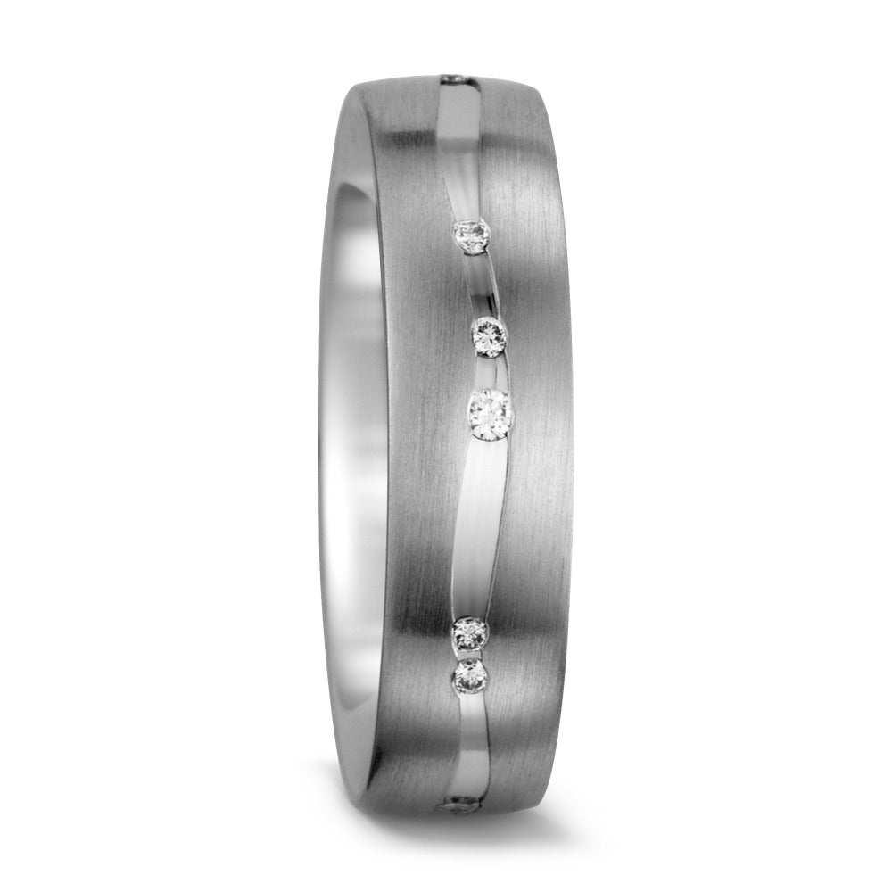 obrączka partnerska złoto białe 750/18 K Diament biały, 0.095 ct, 12 kamienie, tw-vsi