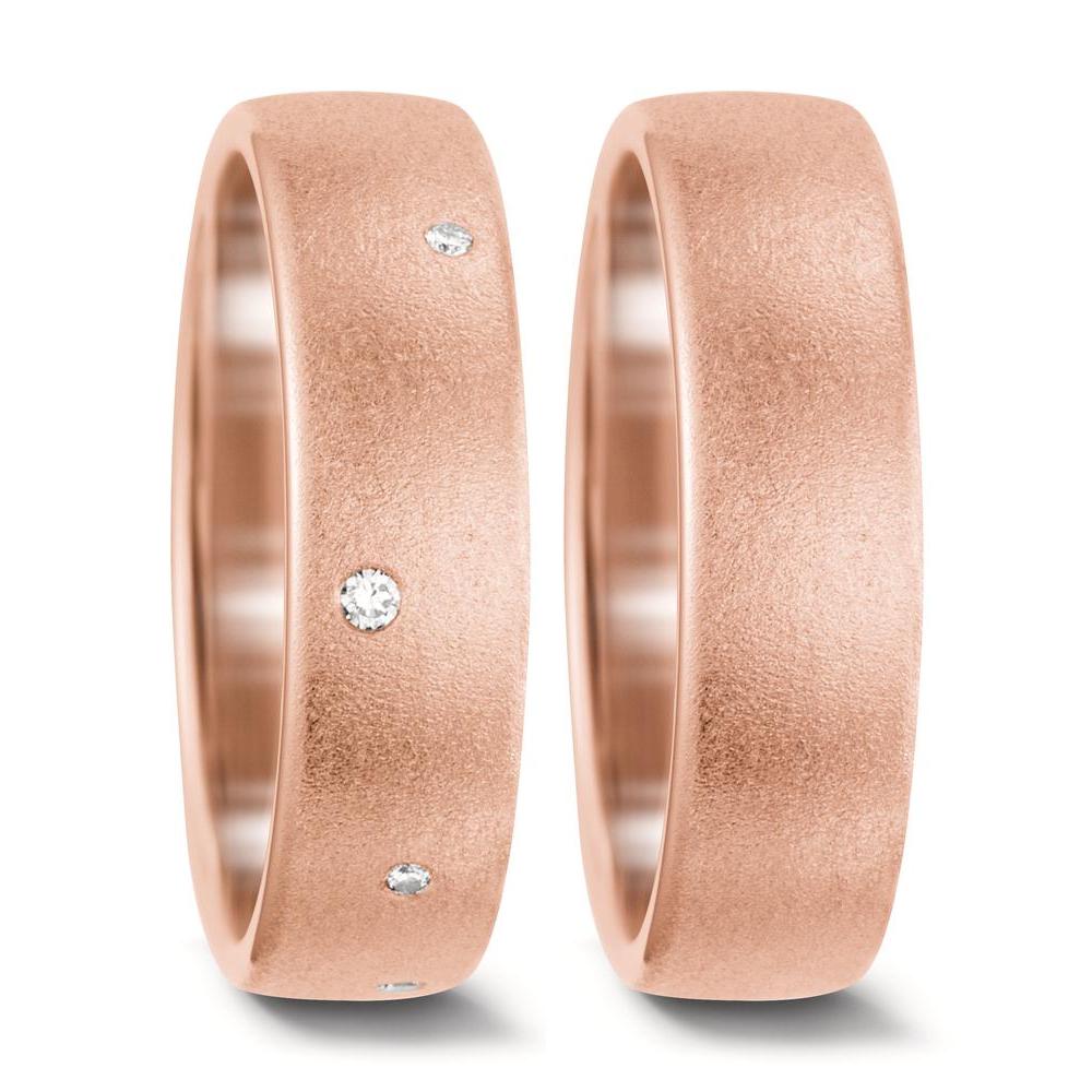 obrączka partnerska złoto różowe 750/18 K Diament biały, 0.06 ct, 8 kamienie, tw-vsi