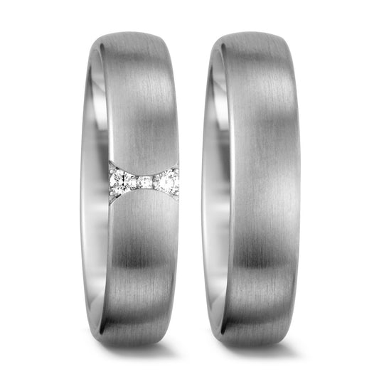 obrączka partnerska złoto białe 750/18 K Diament biały, 0.055 ct, 3 kamienie, tw-vsi