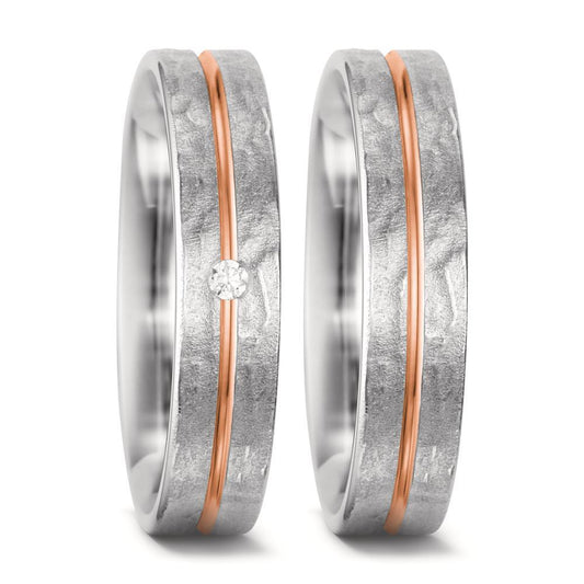 obrączka partnerska złoto białe 750/18 K, złoto czerwone 750/18 K