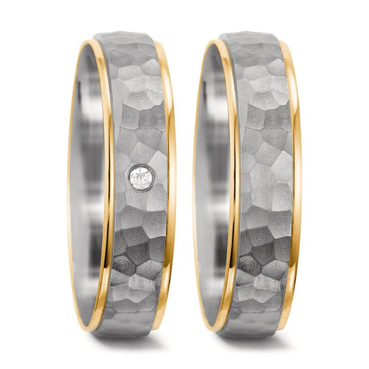 obrączka partnerska złoto białe 750/18 K, złoto żółte 750/18 K