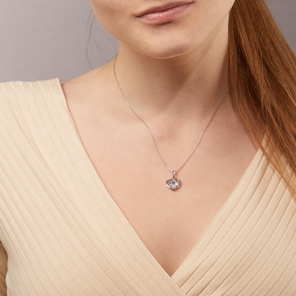 wisiorek złoto białe 750/18 K Topaz niebieski Serce Ø12 mm