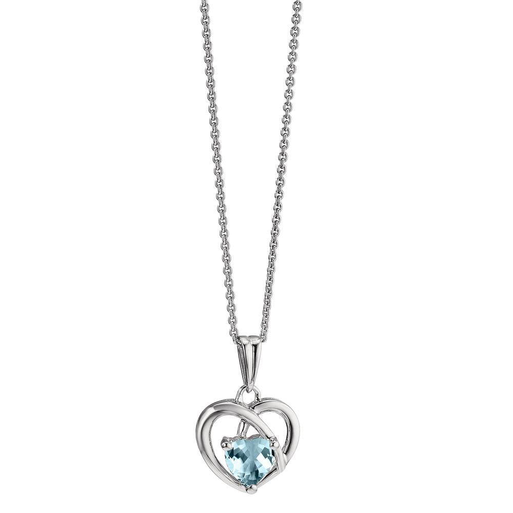 wisiorek złoto białe 750/18 K Topaz niebieski Serce Ø12 mm