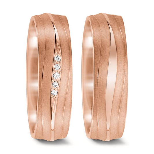 obrączka partnerska złoto różowe 750/18 K Diament 0.028 ct, 5 kamienie, tw-vsi