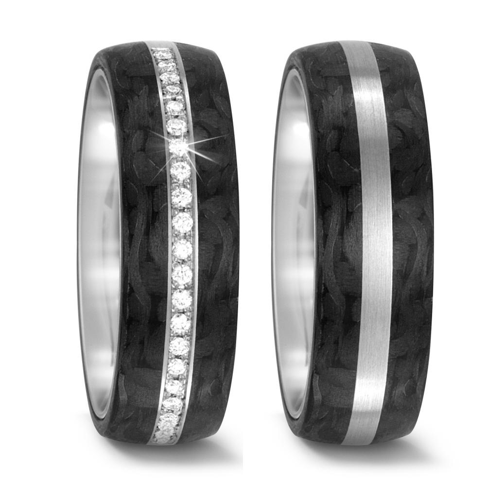 obrączka partnerska pallad 950, węgiel Diament 0.14 ct, 28 kamienie, w-si