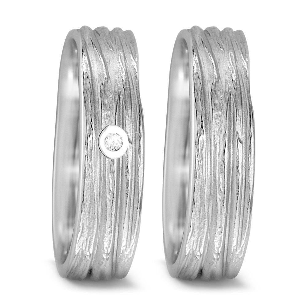 obrączka partnerska złoto białe 750/18 K Diament 0.04 ct, w-si