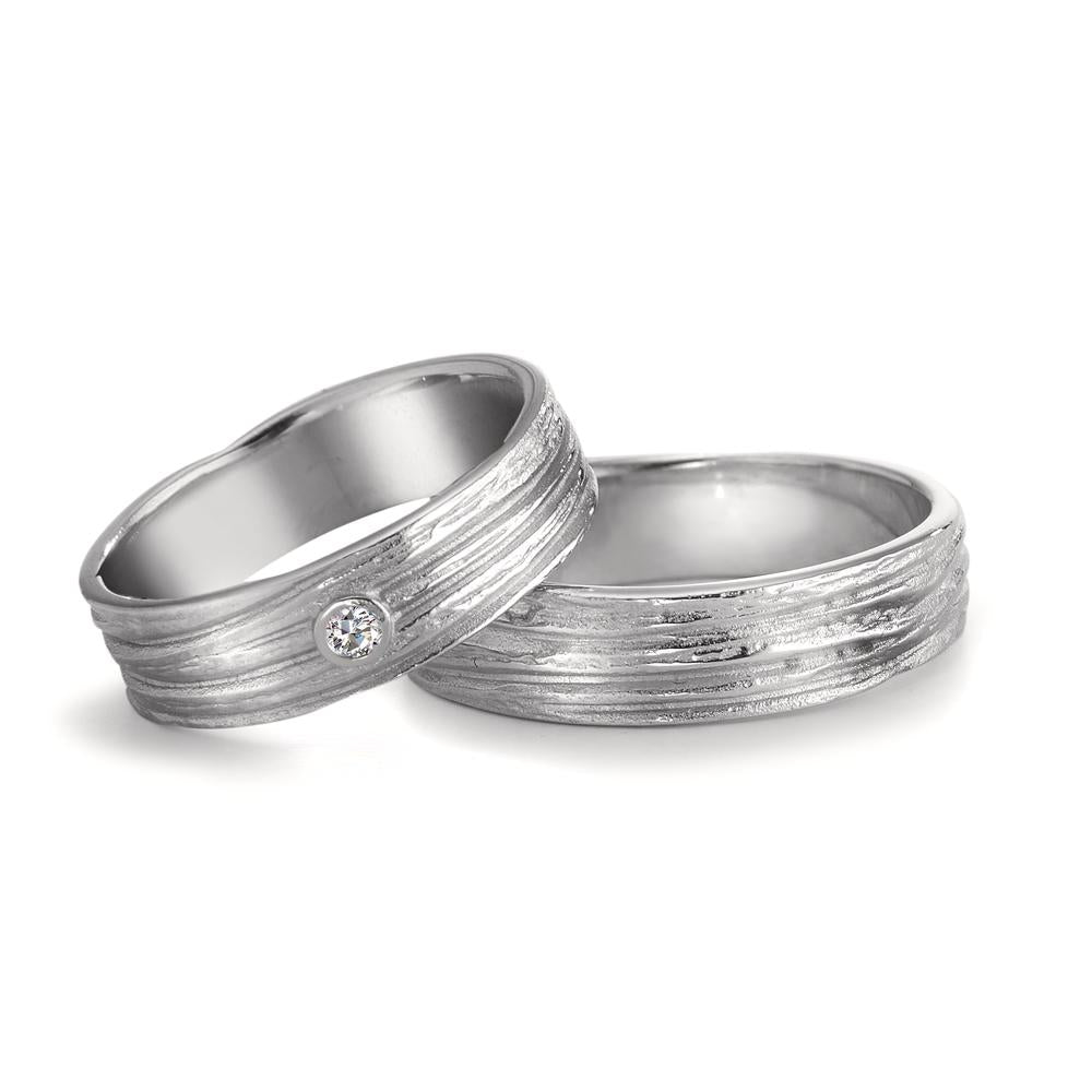 obrączka partnerska złoto białe 750/18 K Diament 0.04 ct, w-si