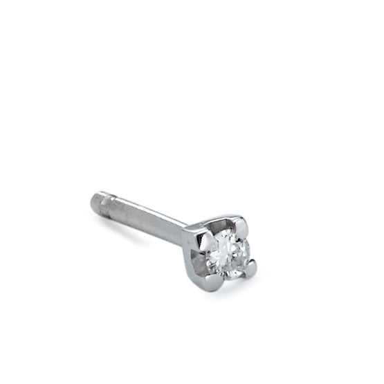 kolczyk wkrętka (1 sztuka) złoto białe 750/18 K Diament 0.03 ct, vsi