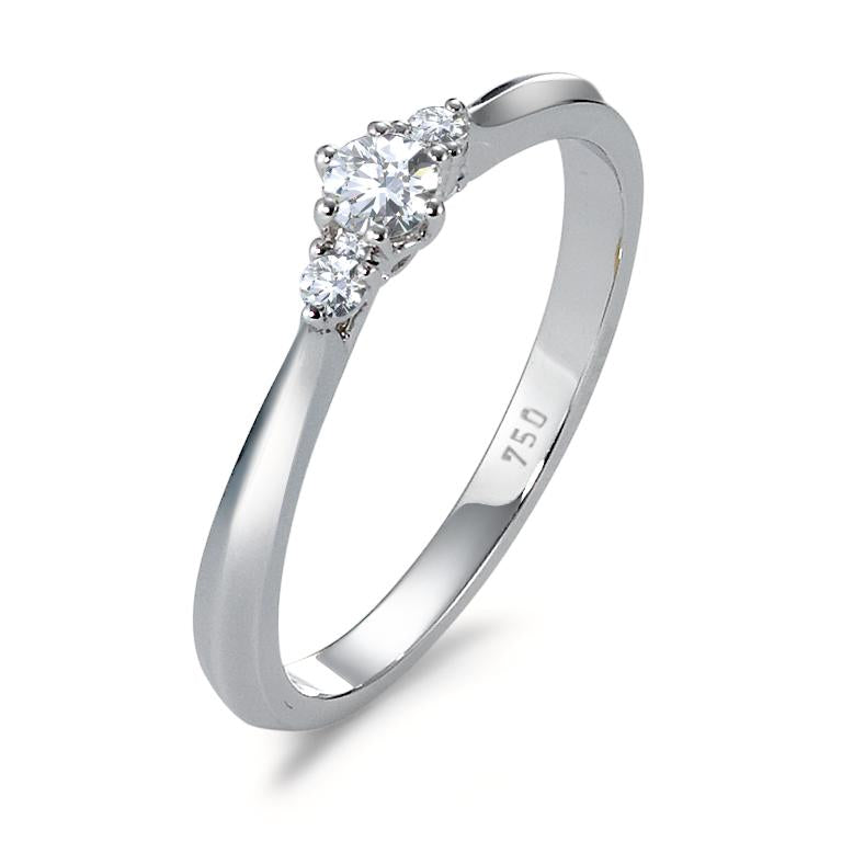 pierścionek złoto białe 750/18 K Diament 0.19 ct, 3 kamienie, w-si