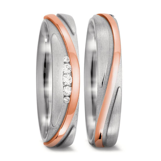 obrączka partnerska złoto białe 750/18 K, złoto czerwone 750/18 K