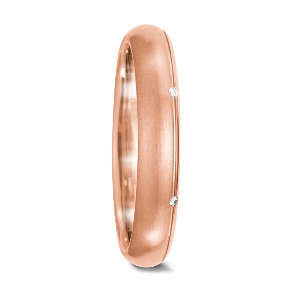 obrączka partnerska złoto różowe 750/18 K Diament biały, 0.03 ct, 6 kamienie, tw-vsi