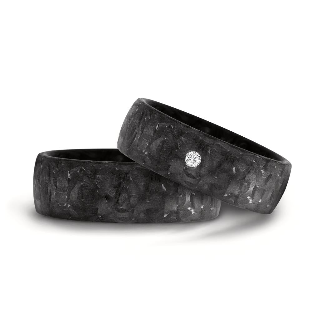 obrączka partnerska węgiel Diament 0.03 ct, w-si