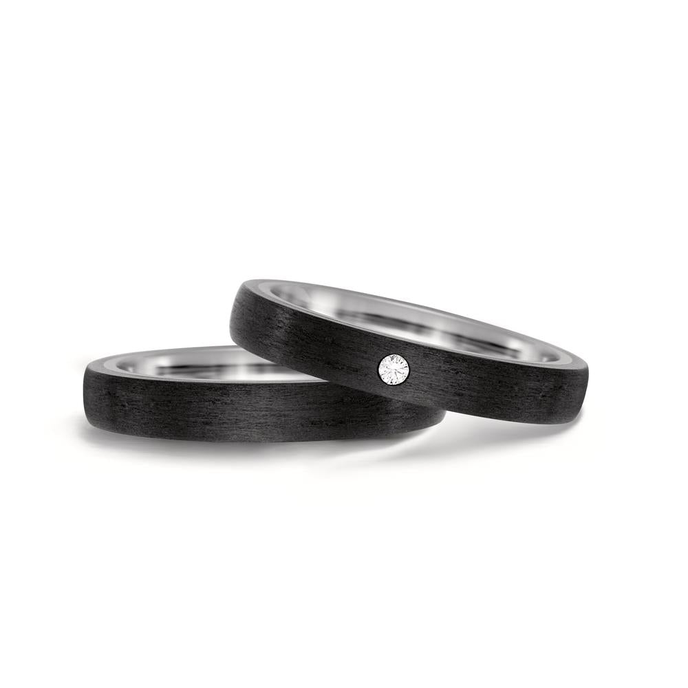 obrączka partnerska tytan, węgiel Diament 0.03 ct, w-si